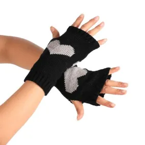 Womens fashion Heart Pattern knitted gloves Women Fingerless Mittens Gloves For Women gants SM6