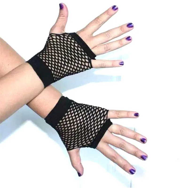 Women's FishNet Gloves Short Coarse Screen Mesh Gloves Sexy Victor Nightclub Sexy Mittens SM6