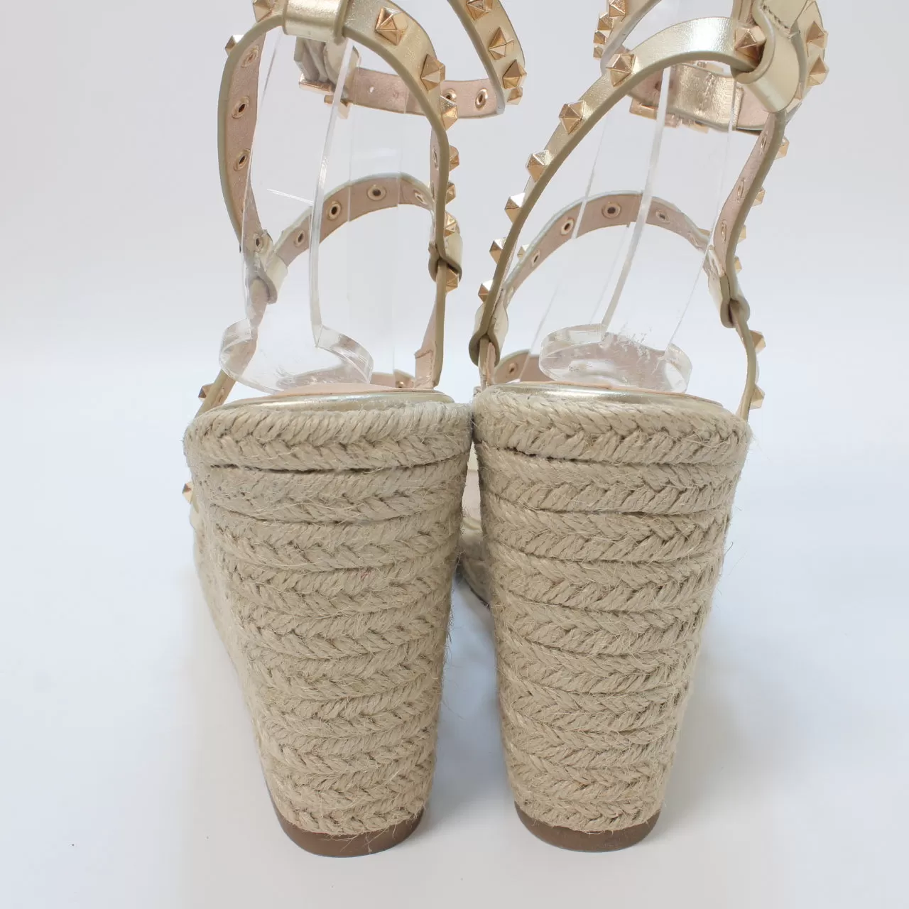 Womens Office Heaven Studded Espadrille Wedges Gold