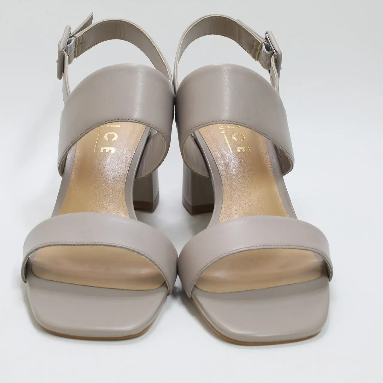 Womens Office Madeline Two Part Block Heels Grey Leather