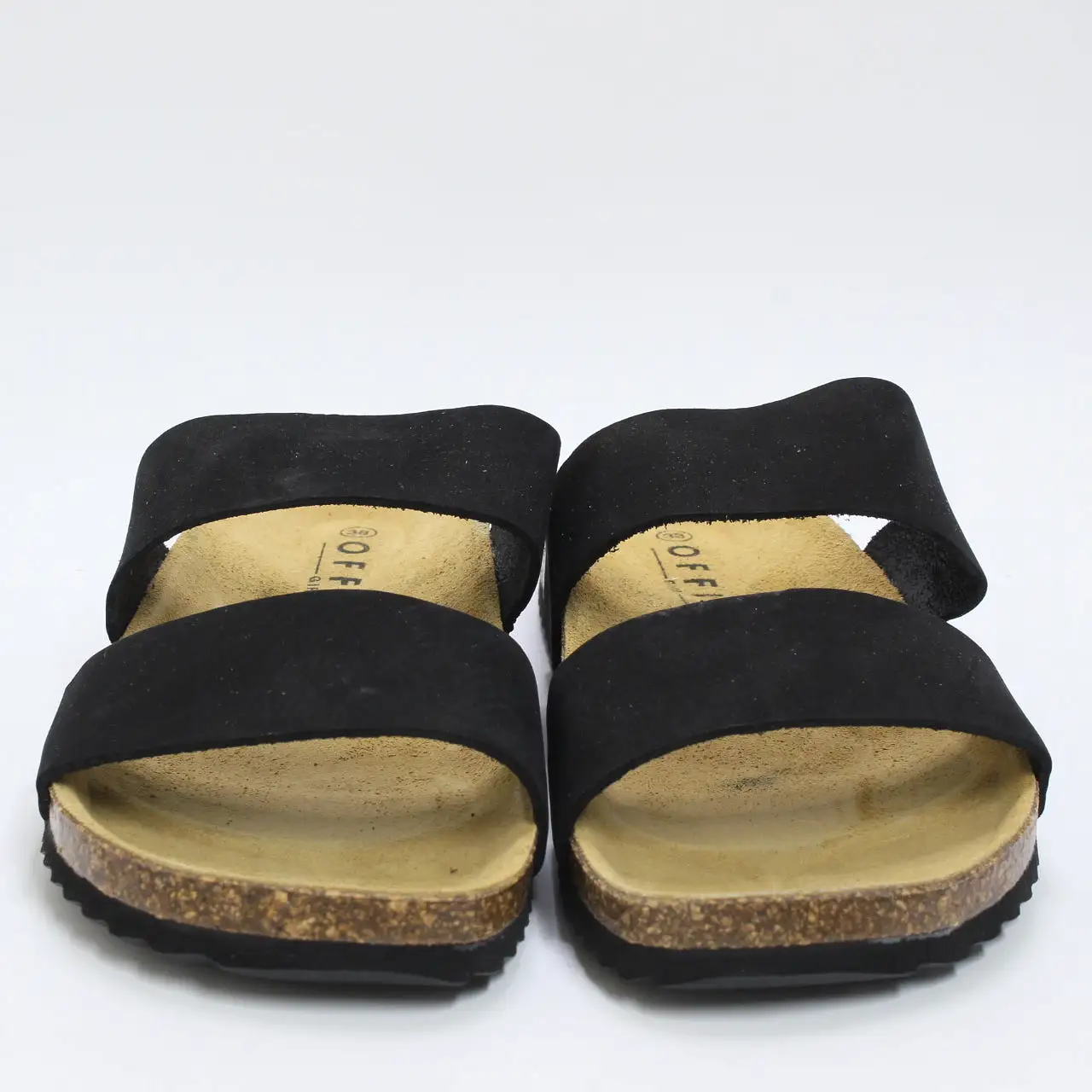 Womens Office Salinas Cork Footbed Sandals Black Nubuck