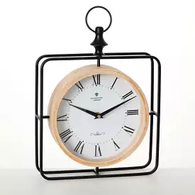 Wood & Metal Framed Desk Clock